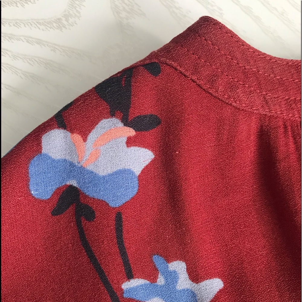 LOFT Red Bluebell Blouson Dress Floral 419776 - Picture 4 of 7